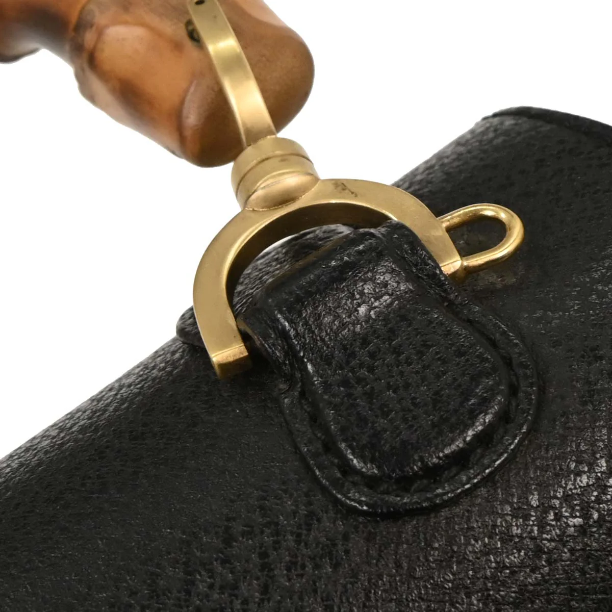Gucci Black Pigskin Bamboo 2way Shoulder Handbag - Image 4