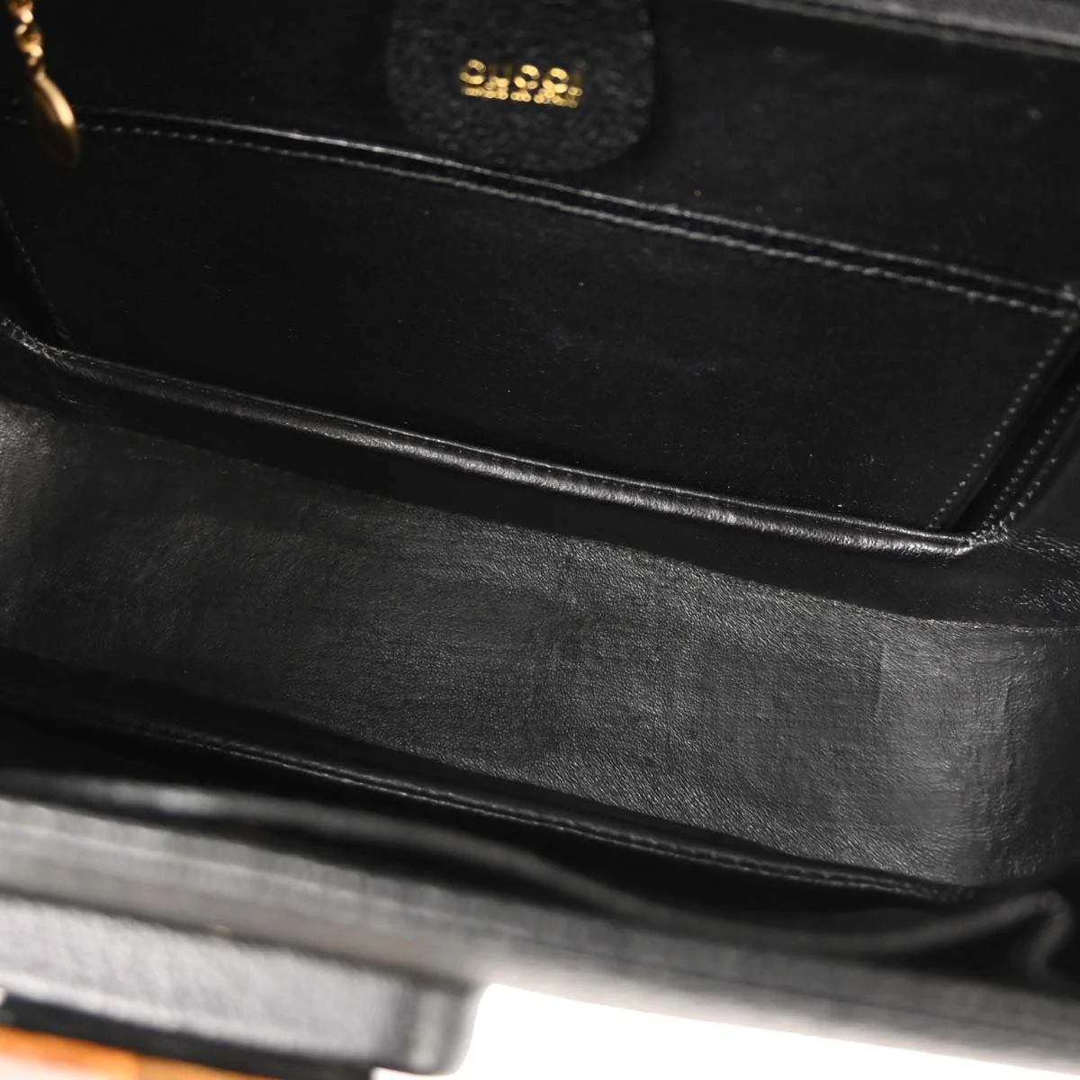Gucci Black Pigskin Bamboo 2way Shoulder Handbag - Image 6