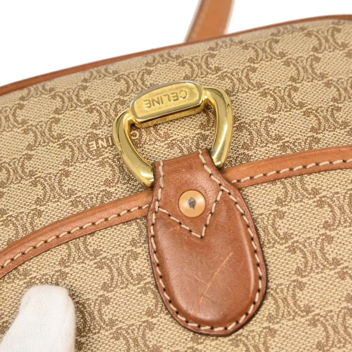 Celine Beige PVC Macadam Shoulder Bag - Image 6