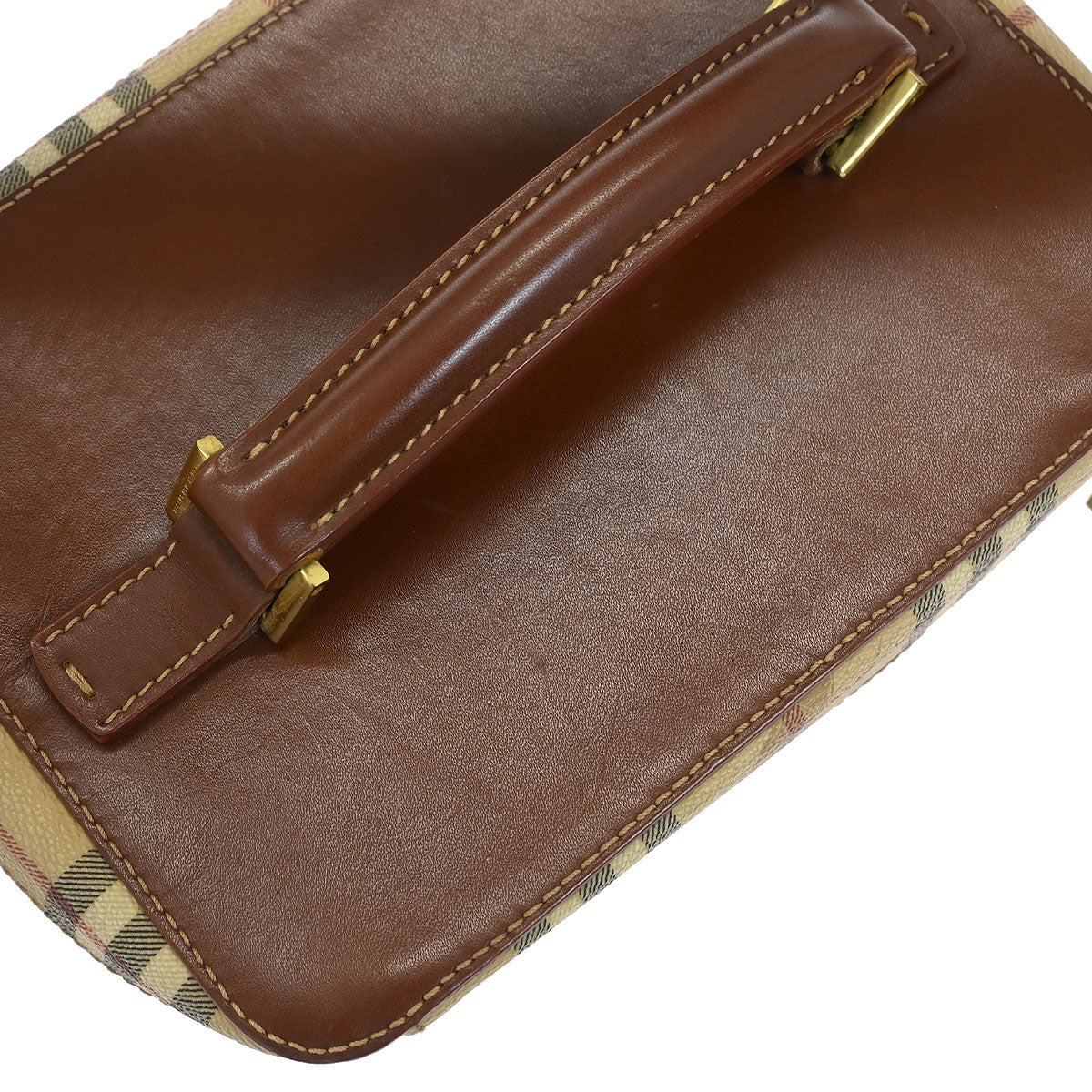 Burberry Beige Brown House Check Vanity Handbag - Image 6
