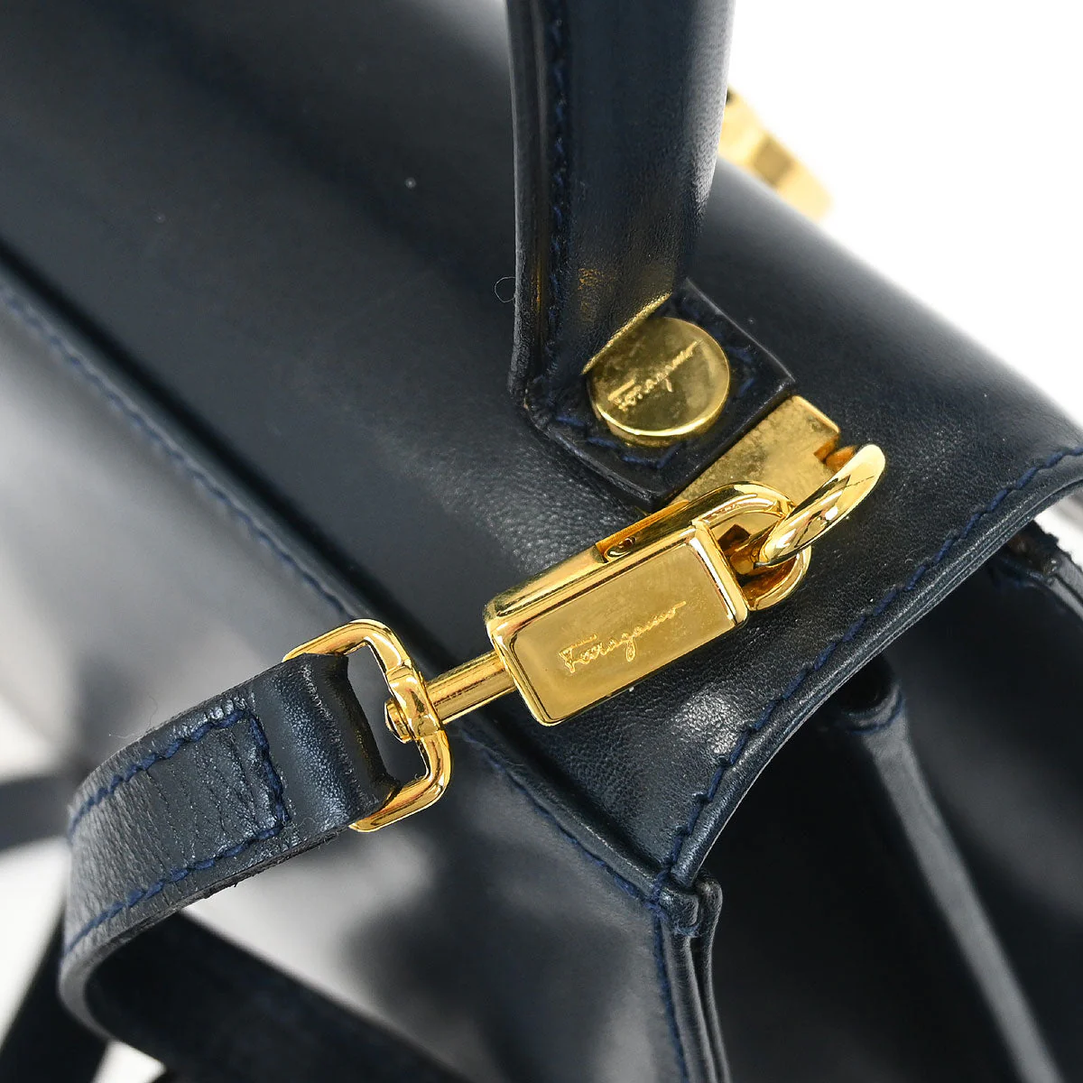 Salvatore Ferragamo Navy Gancini 2way Shoulder Handbag - Image 3