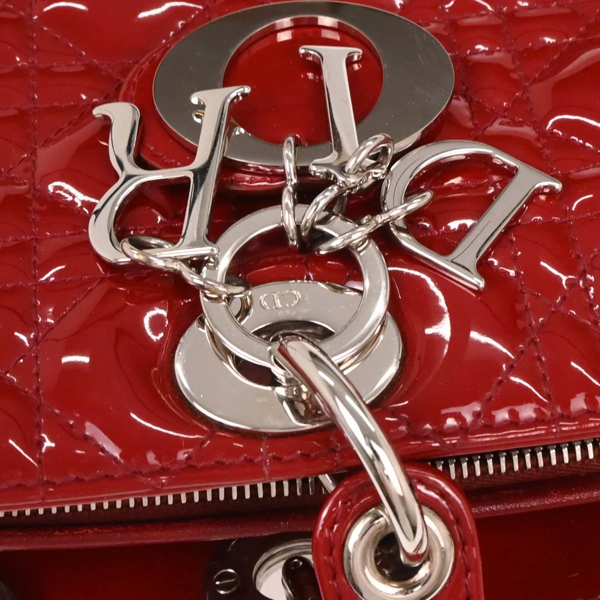 Christian Dior Red Patent Leather Large Lady Dior 2way Shoulder Handbag - Image 3