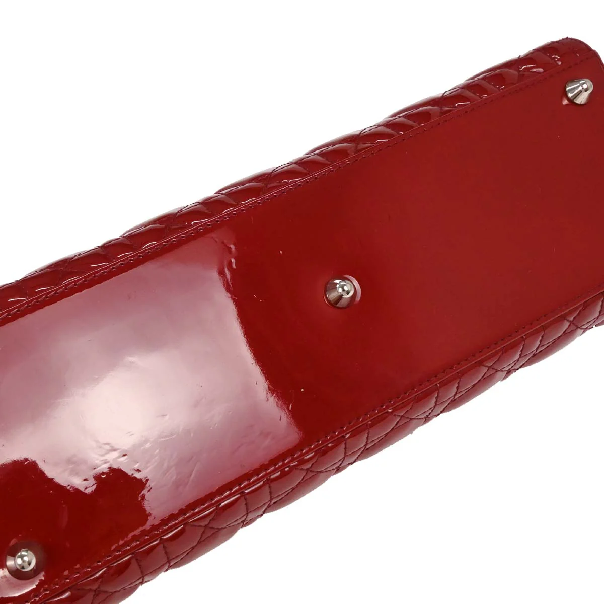 Christian Dior Red Patent Leather Large Lady Dior 2way Shoulder Handbag - Image 5