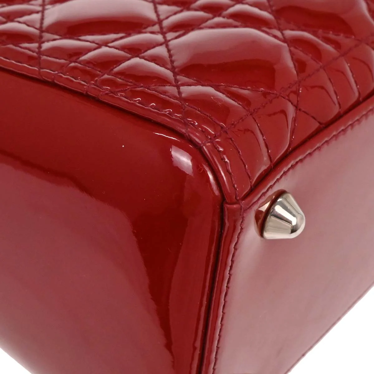 Christian Dior Red Patent Leather Large Lady Dior 2way Shoulder Handbag - Image 6