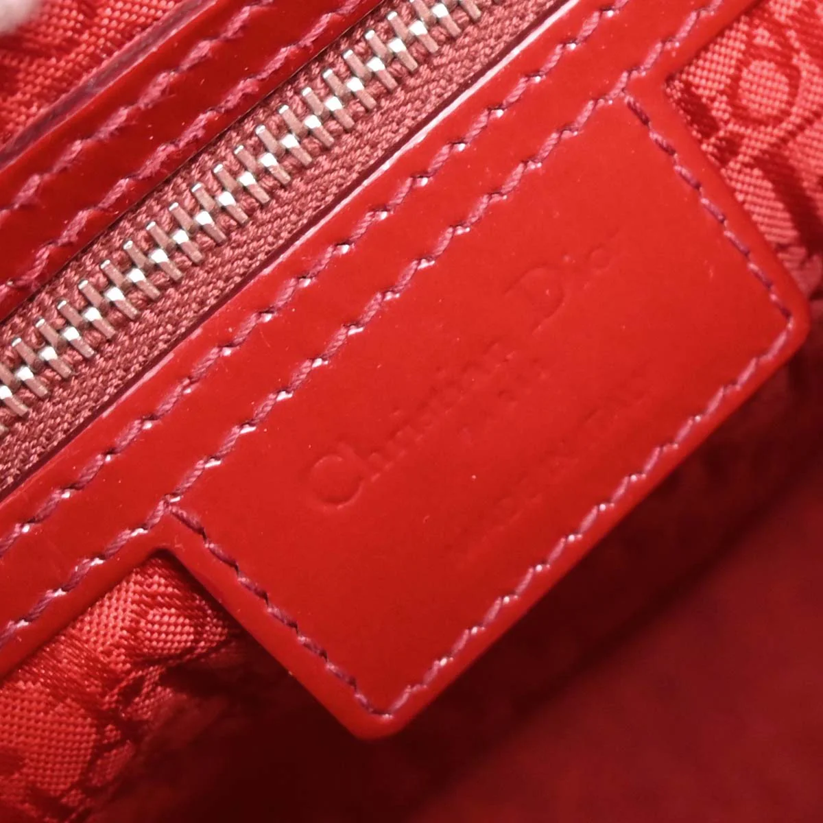 Christian Dior Red Patent Leather Large Lady Dior 2way Shoulder Handbag - Image 9