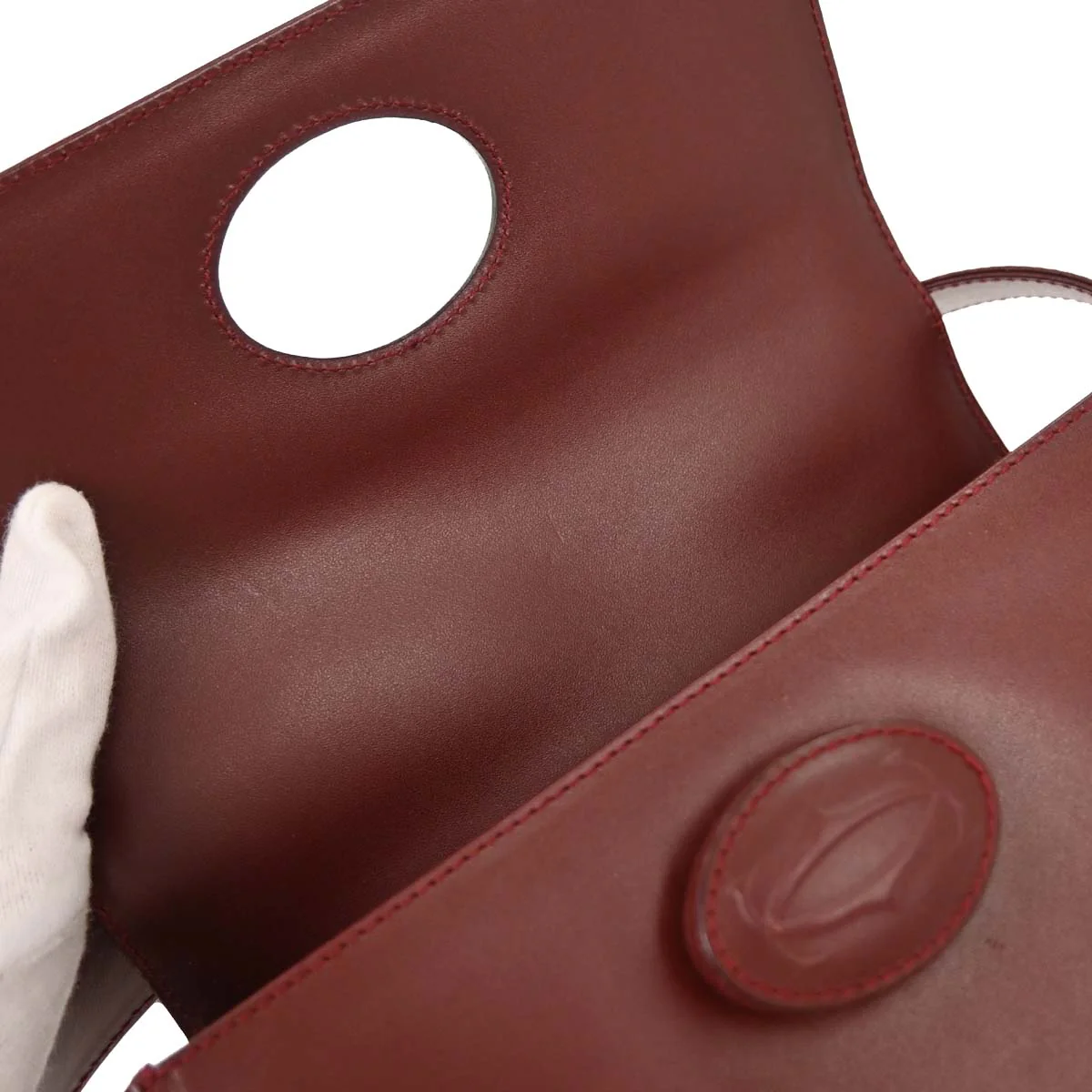 Cartier Bordeaux Leather Must de Cartier Shoulder Bag - Image 7