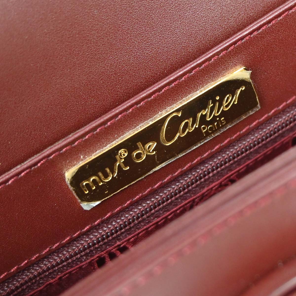 Cartier Bordeaux Leather Must de Cartier Shoulder Bag - Image 9