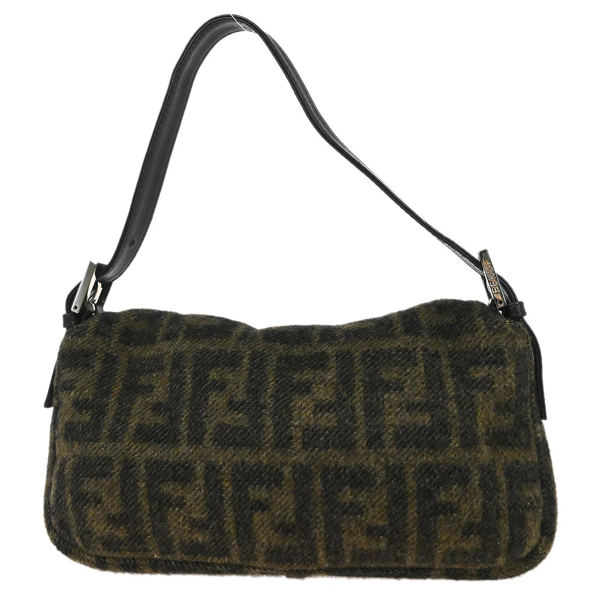 Fendi Brown Wool Baguette Handbag - Image 2