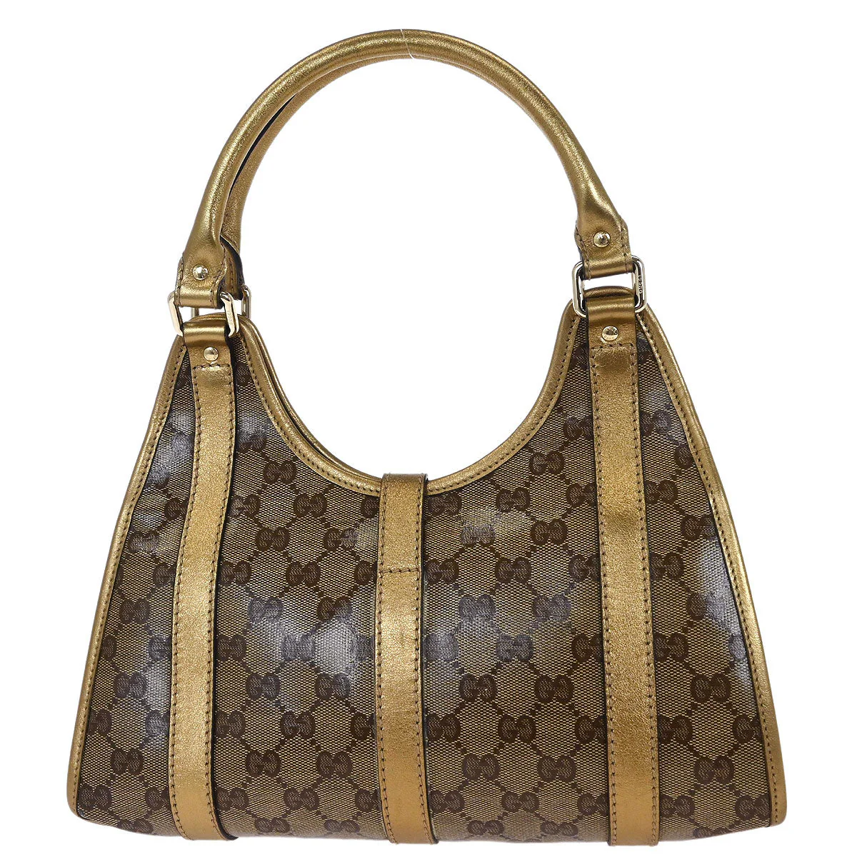 Gucci Gold Brown GG Crystal Handbag - Image 2