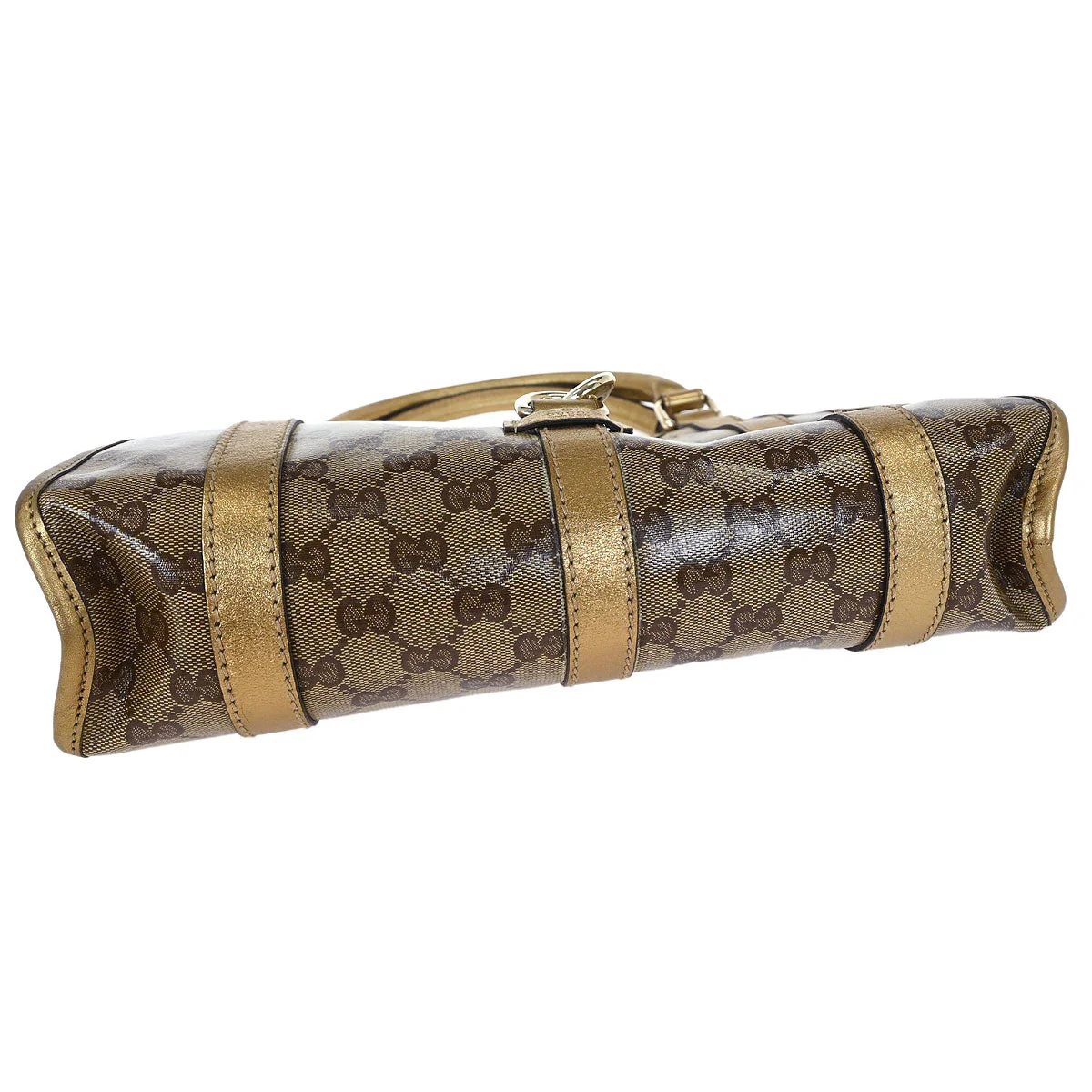 Gucci Gold Brown GG Crystal Handbag - Image 3