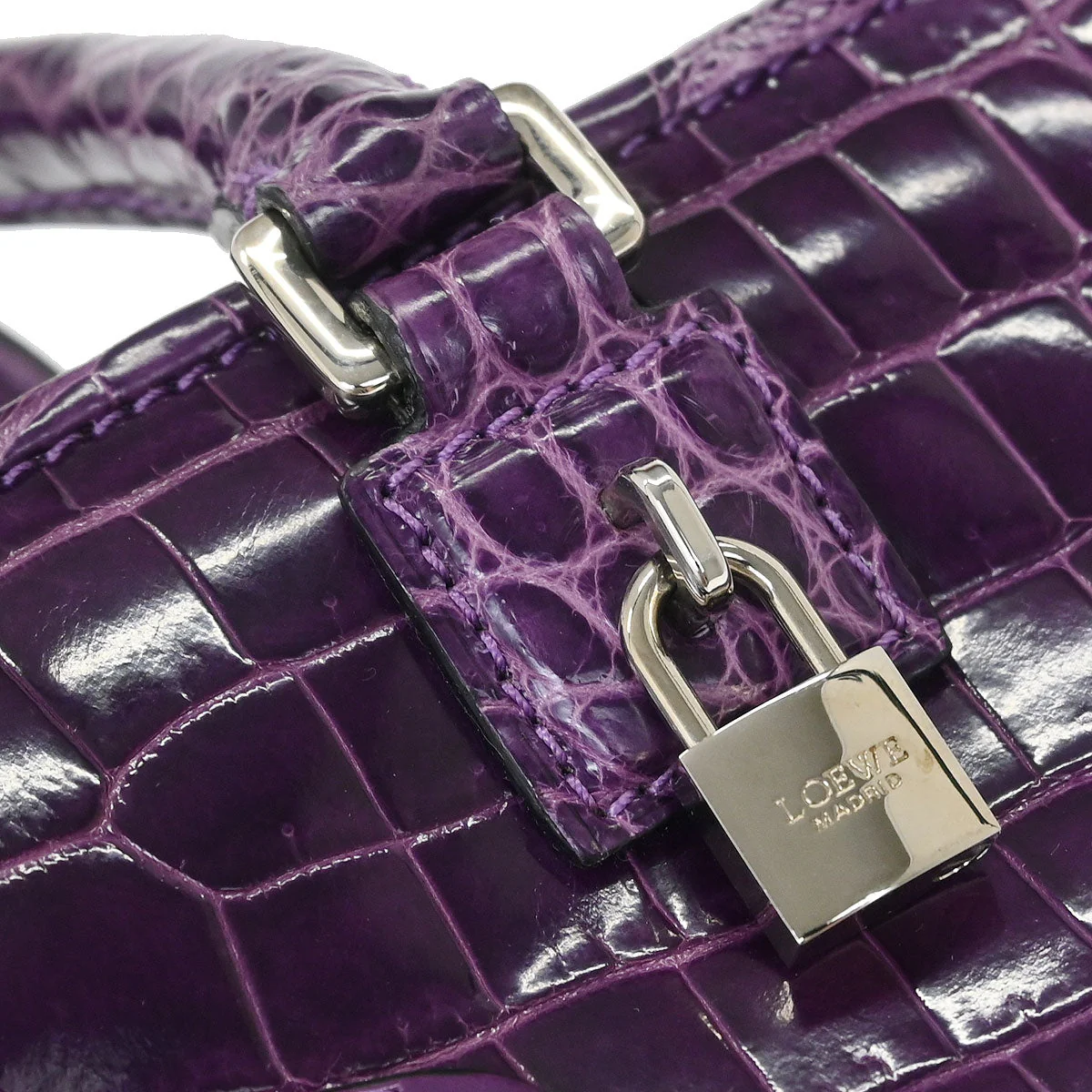Loewe * Purple Crocodile Amazona 23 Handbag - Image 4