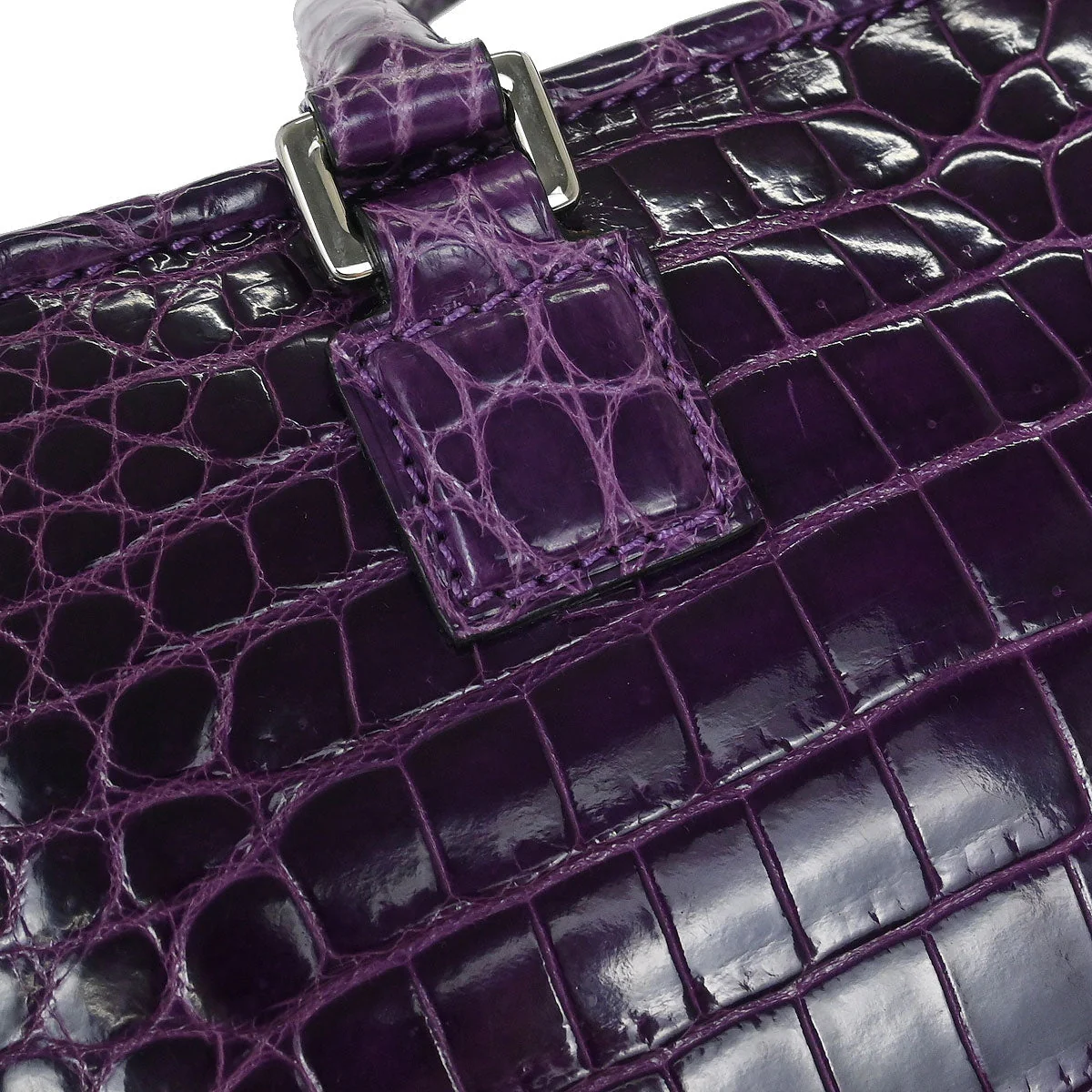 Loewe * Purple Crocodile Amazona 23 Handbag - Image 5