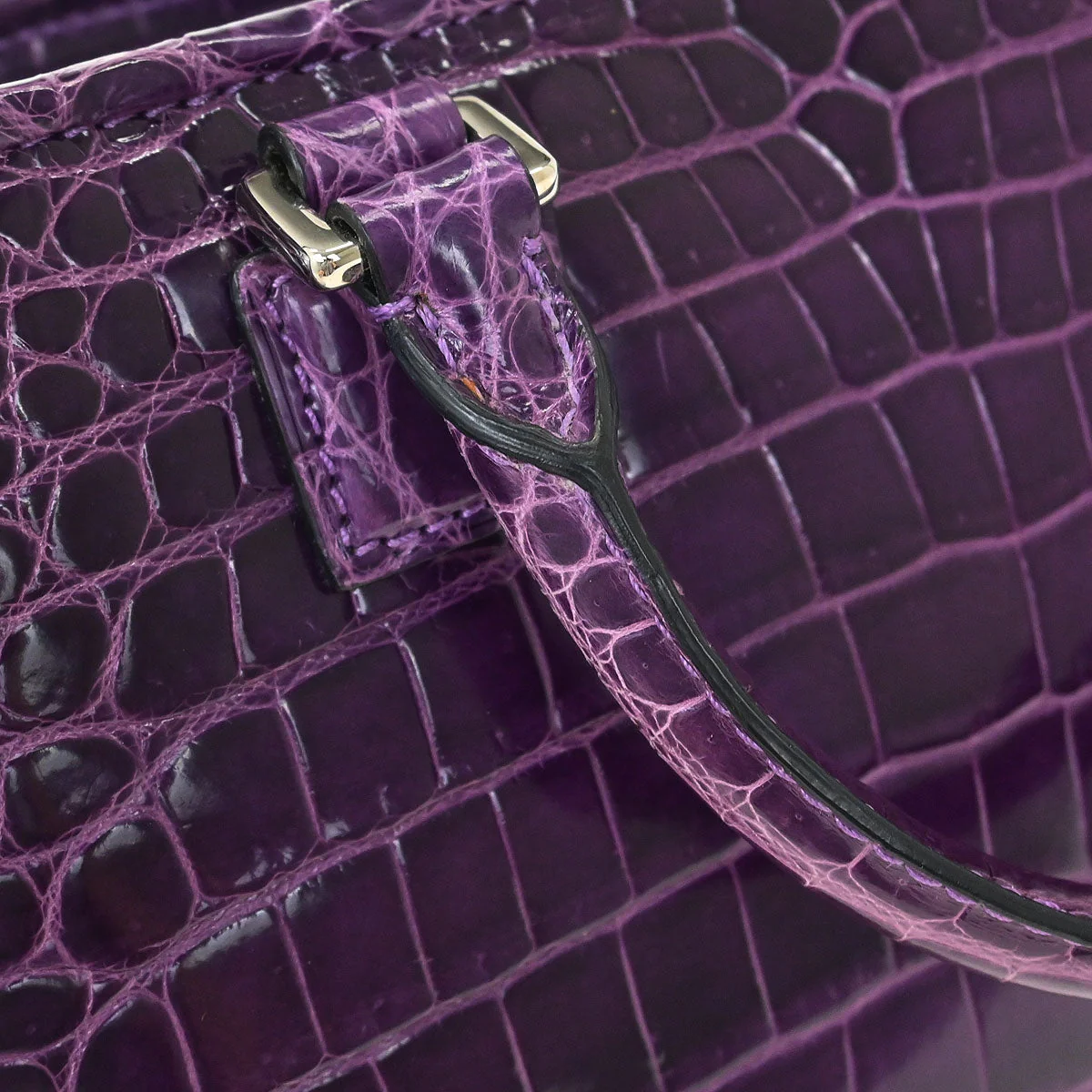 Loewe * Purple Crocodile Amazona 23 Handbag - Image 6