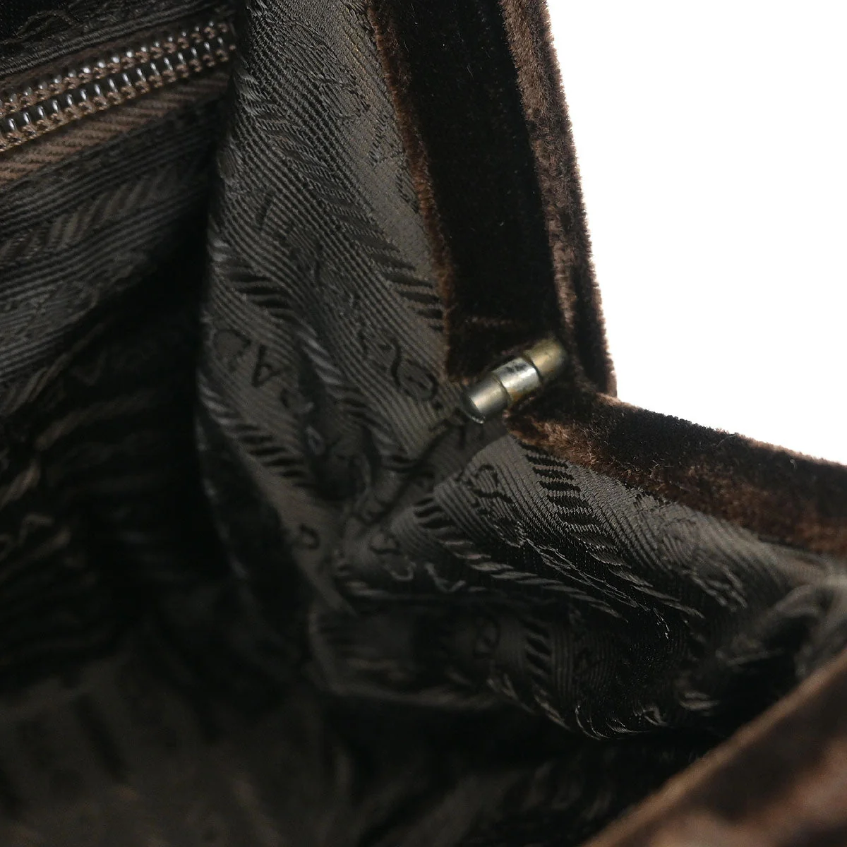 Prada * Brown Leather Velvet Handbag - Image 8