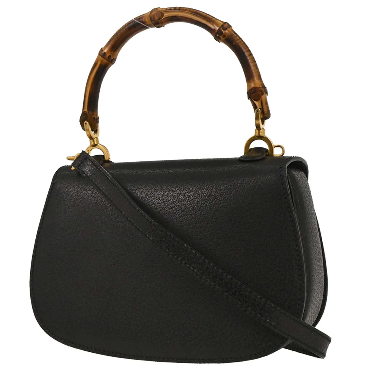 Gucci Black Pigskin Bamboo 2way Shoulder Handbag - Image 2