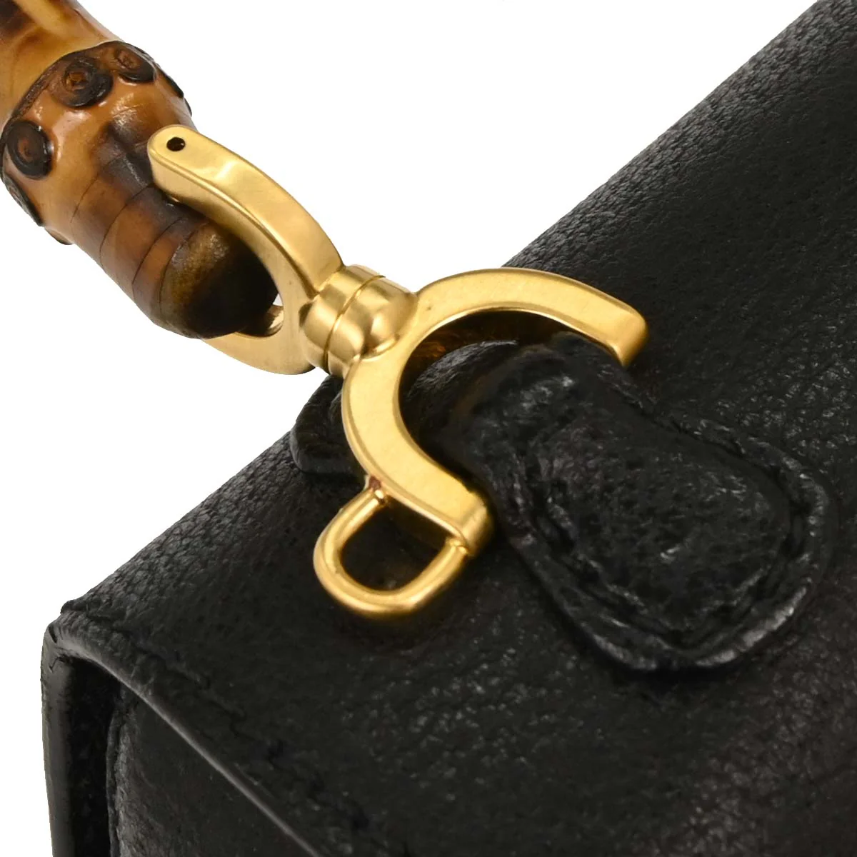 Gucci Black Pigskin Bamboo 2way Shoulder Handbag - Image 5