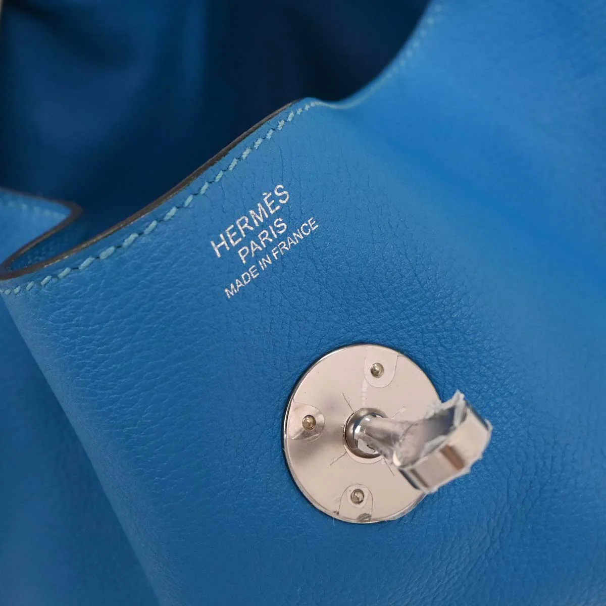 Hermes Blue Zanzibar Evercolor Lindy 34 Shoulder Bag - Image 9