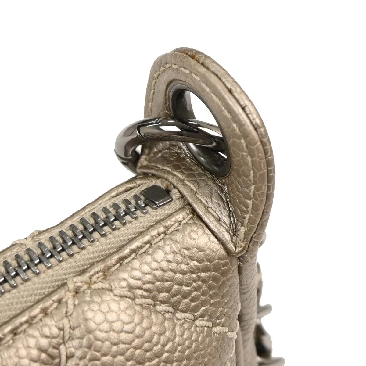 Chanel 2004-2005 Silver Caviar Fringe Handbag - Image 5