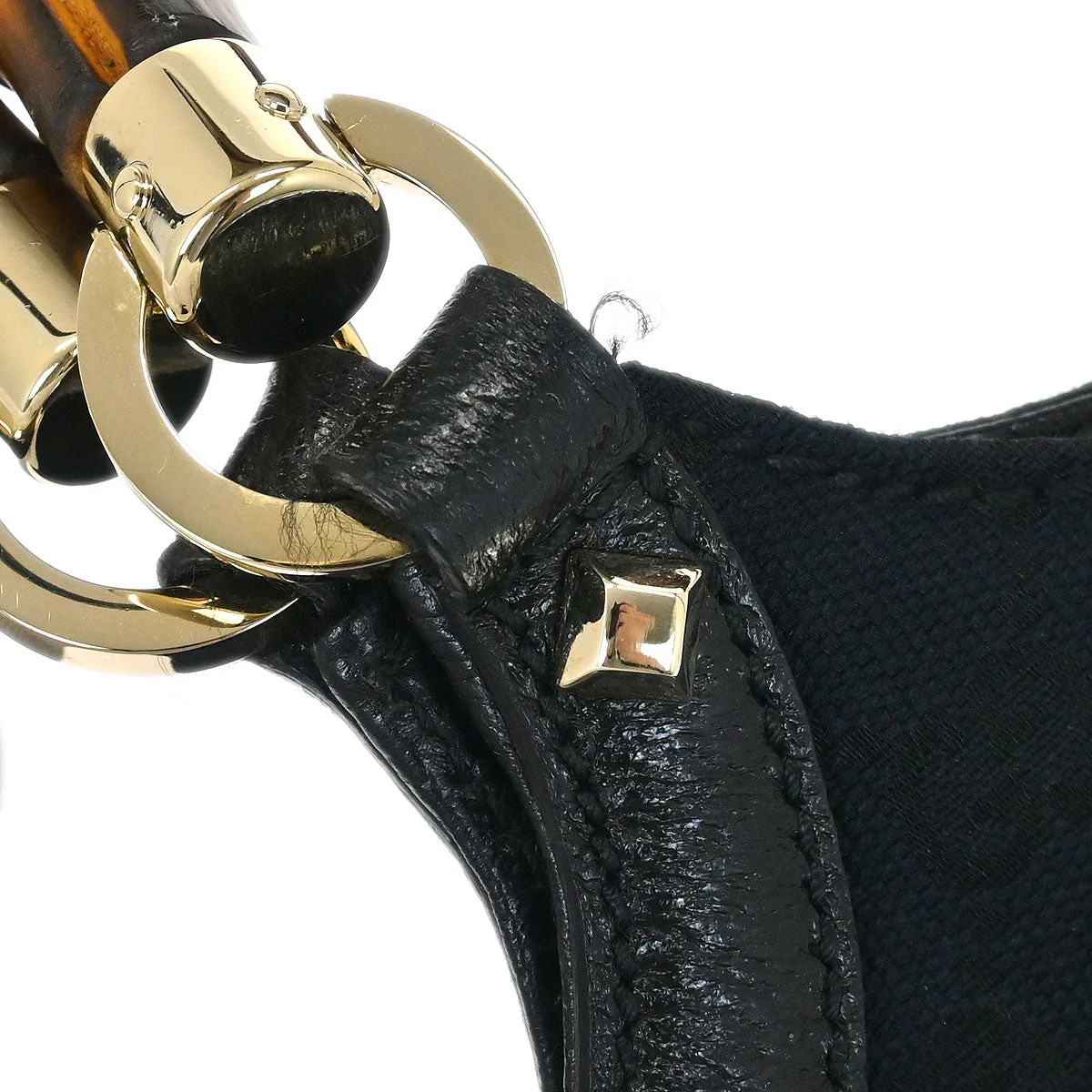 Gucci Black Bamboo GG Tote Bag - Image 6