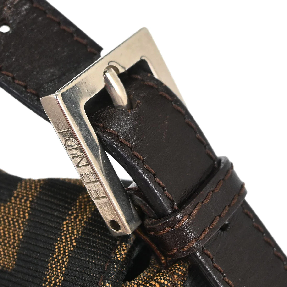 Fendi Brown Canvas Zucca Baguette Handbag - Image 3