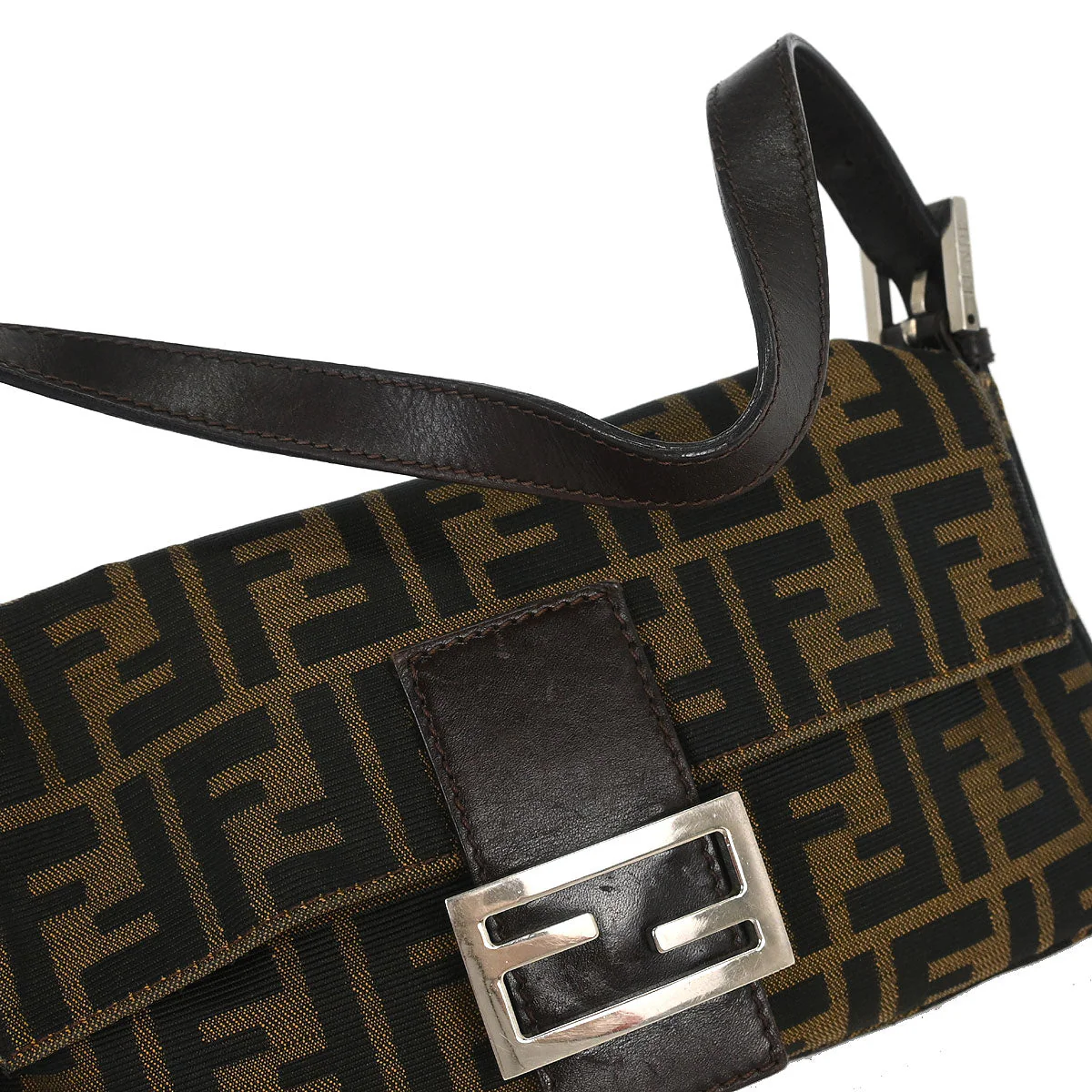 Fendi Brown Canvas Zucca Baguette Handbag - Image 5