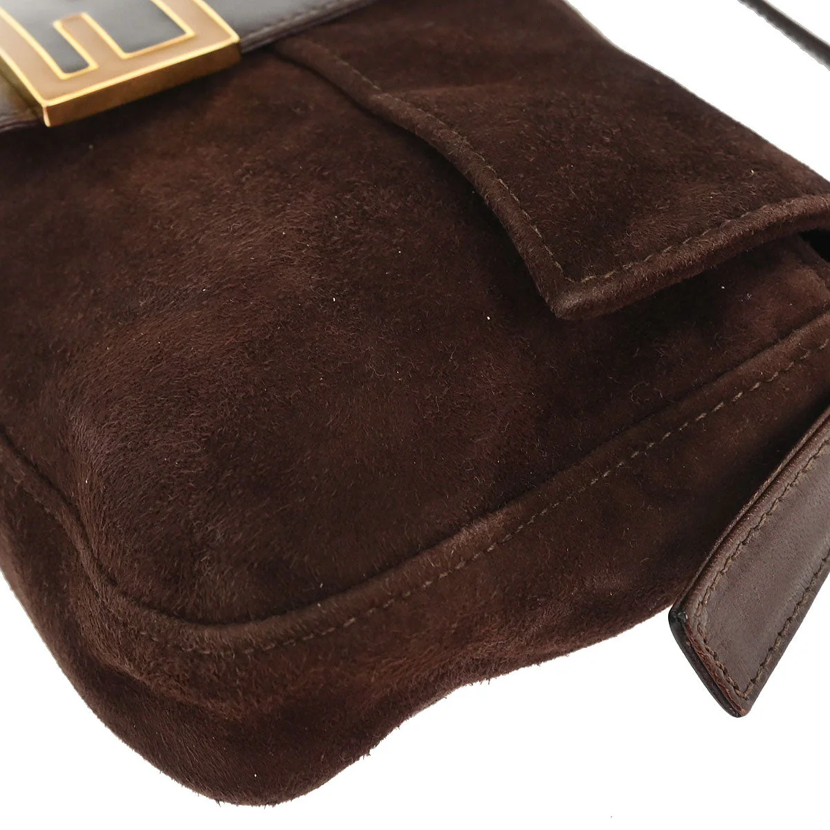Fendi Brown Suede Baguette Handbag - Image 3