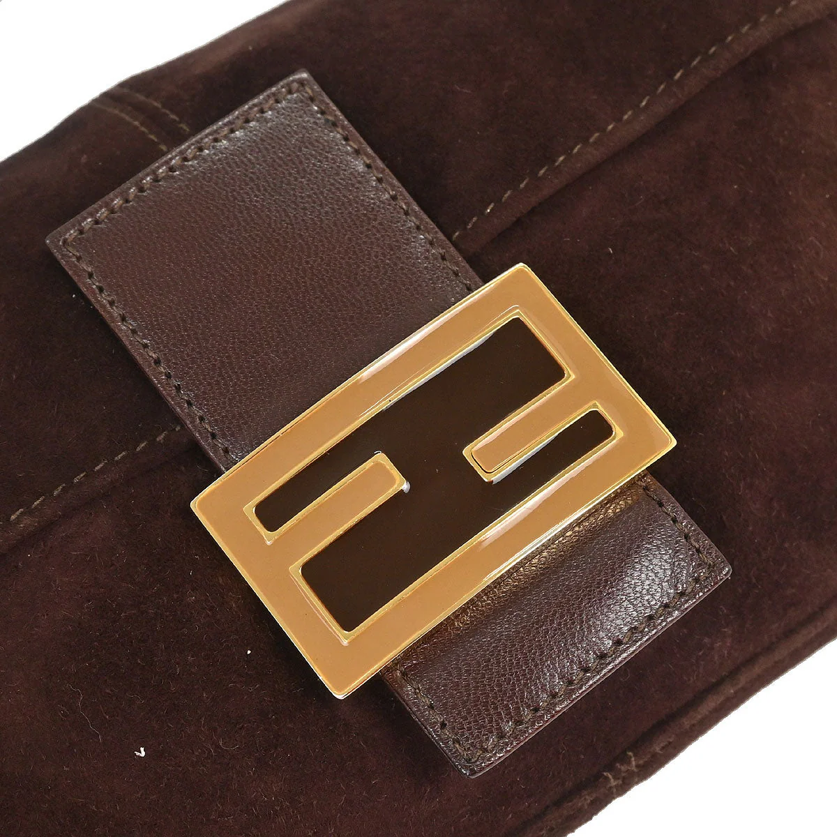 Fendi Brown Suede Baguette Handbag - Image 4