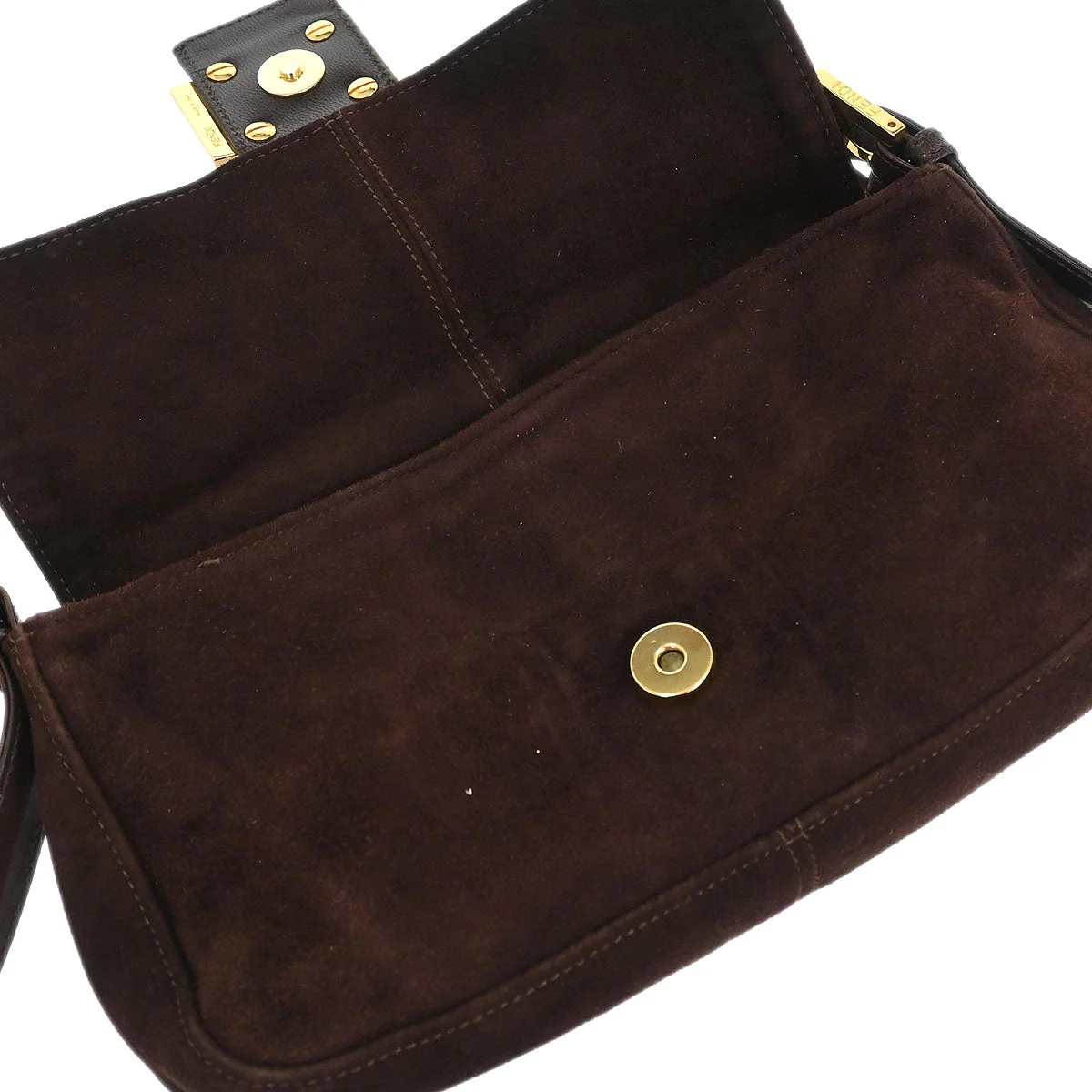 Fendi Brown Suede Baguette Handbag - Image 7