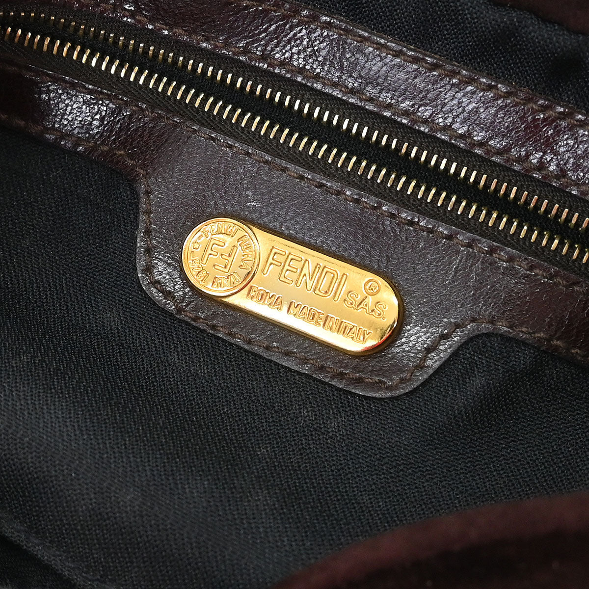 Fendi Brown Suede Baguette Handbag - Image 9