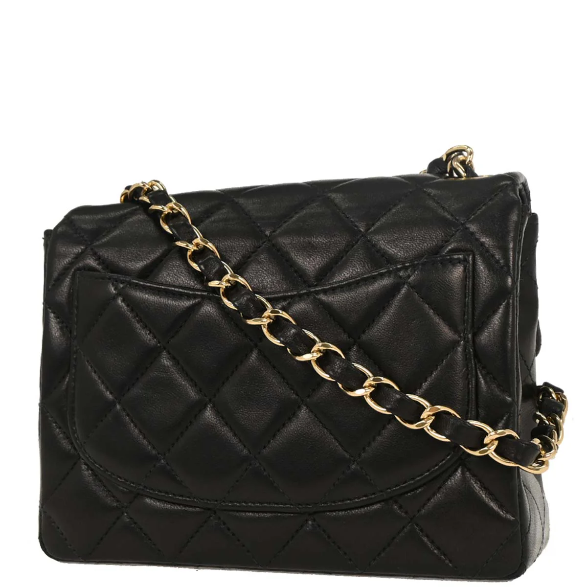 Chanel 2003-2004 Black Lambskin Mini Classic Square Flap Shoulder Bag - Image 2