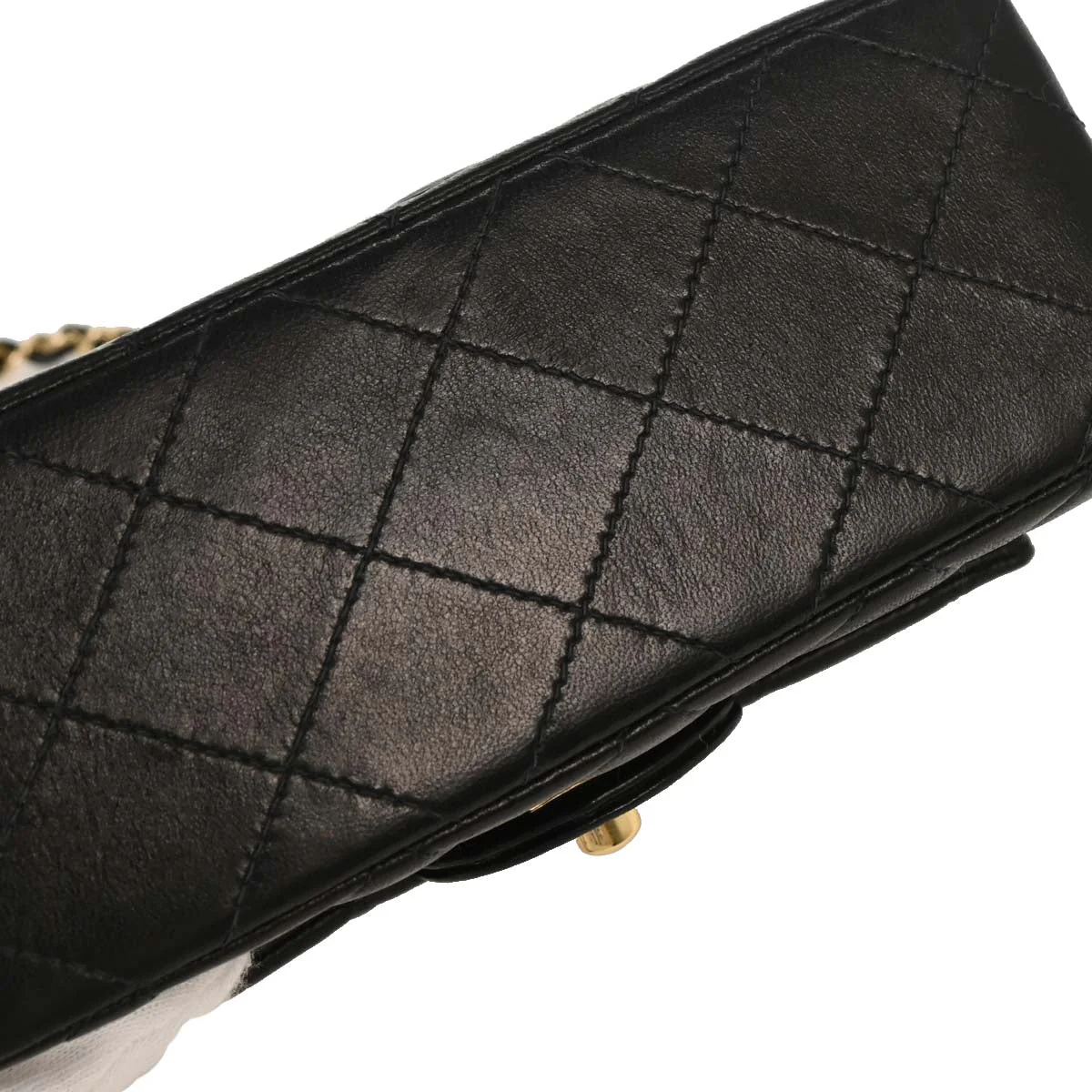 Chanel 2003-2004 Black Lambskin Mini Classic Square Flap Shoulder Bag - Image 3