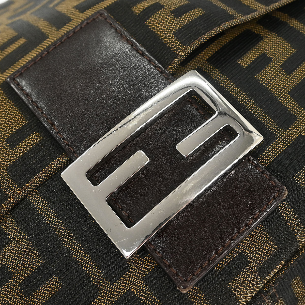 Fendi Brown Canvas Zucca Mamma Baguette Handbag - Image 5