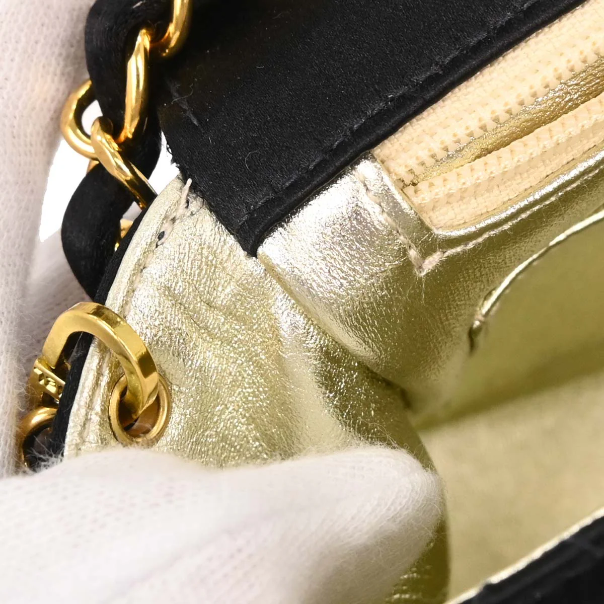 Chanel 1991-1994 Black Satin Mini Classic Square Flap Shoulder Bag - Image 8