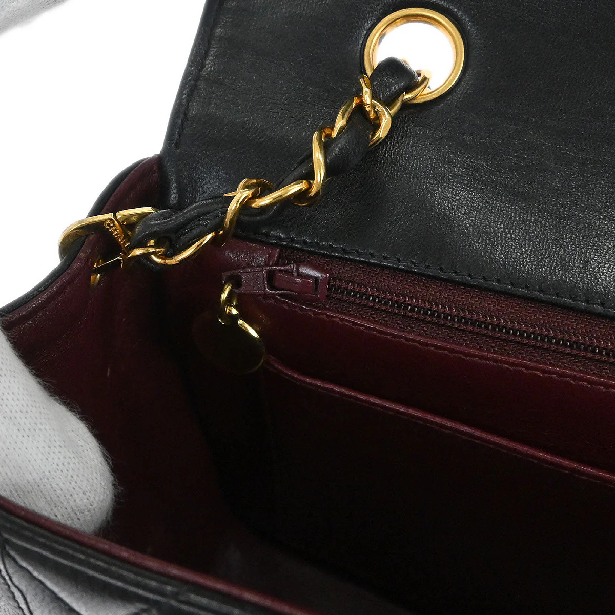 Chanel 1994-1996 Black Lambskin Medium Diana Shoulder Bag - Image 10
