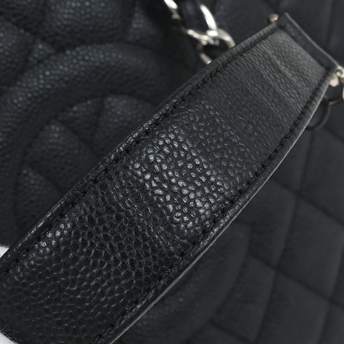 Chanel 2013-2014 Black Caviar Grand Shopping Tote GST Chain Handbag - Image 5