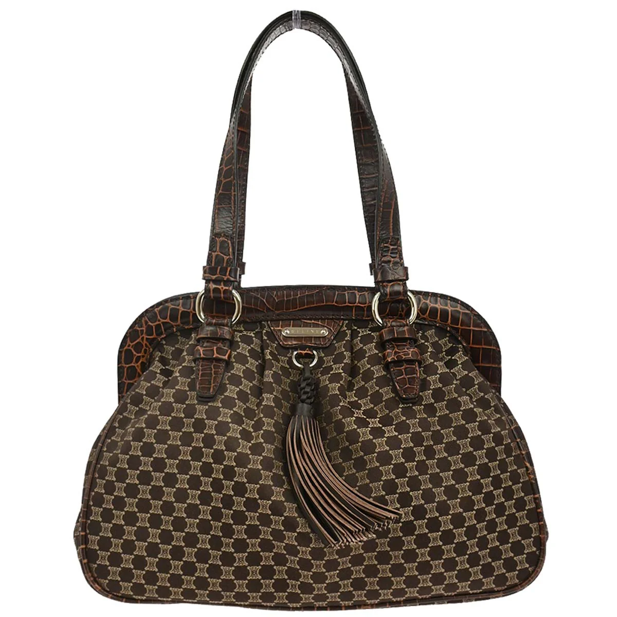 Celine * Brown Canvas Macadam Handbag