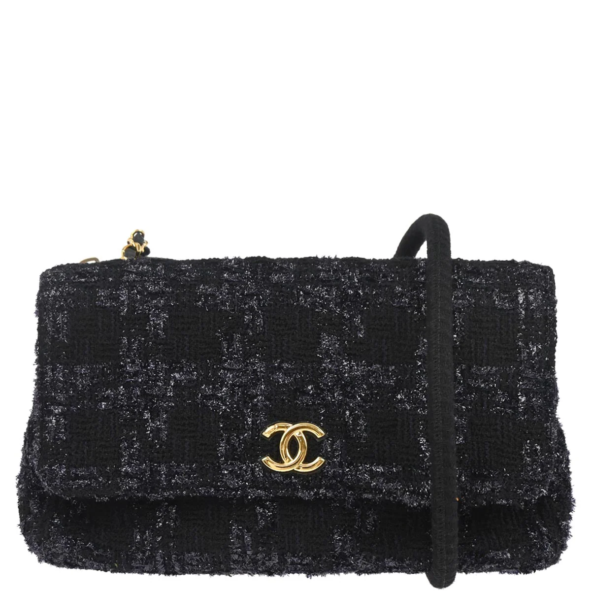 Chanel Black Tweed Double Sided Shoulder Bag