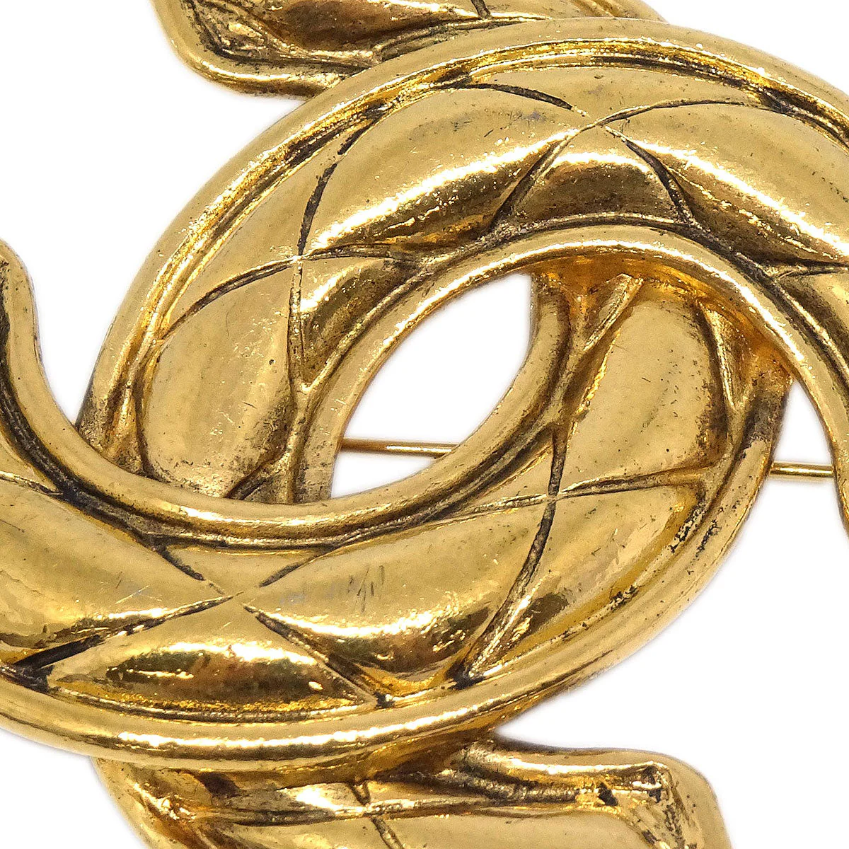 Chanel Quilted CC Brooch Pin Large Gold 1152 - Image 2