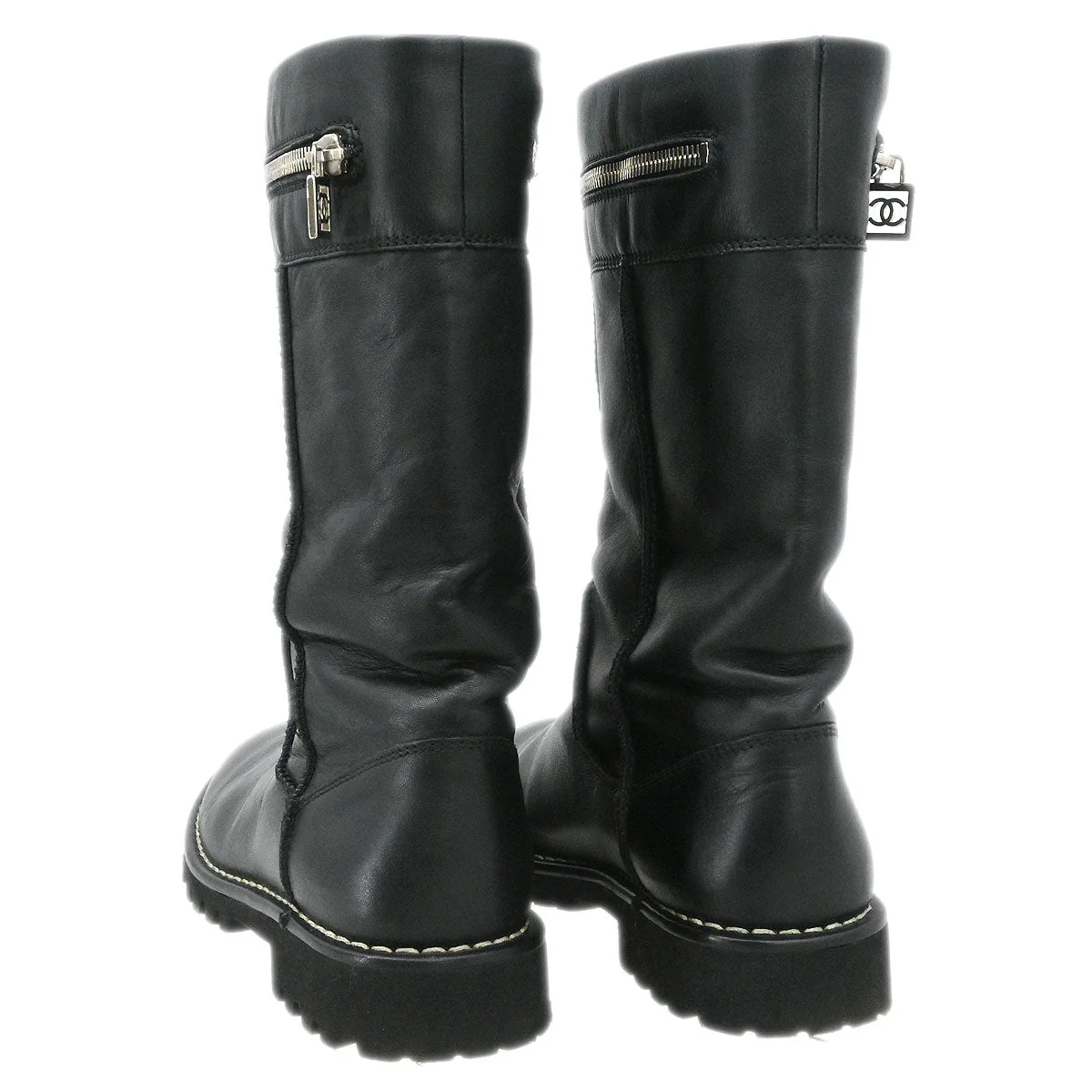 Chanel * Sport Line Boots Black Shoes #38 1/2 - Image 3