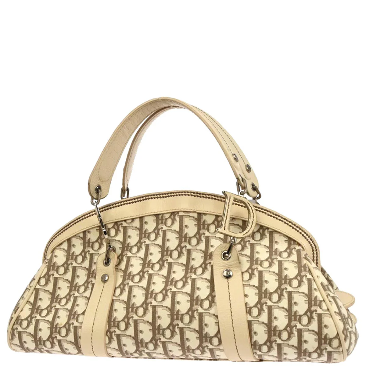 Christian Dior Beige Floral Embroidered Trotter Handbag - Image 2