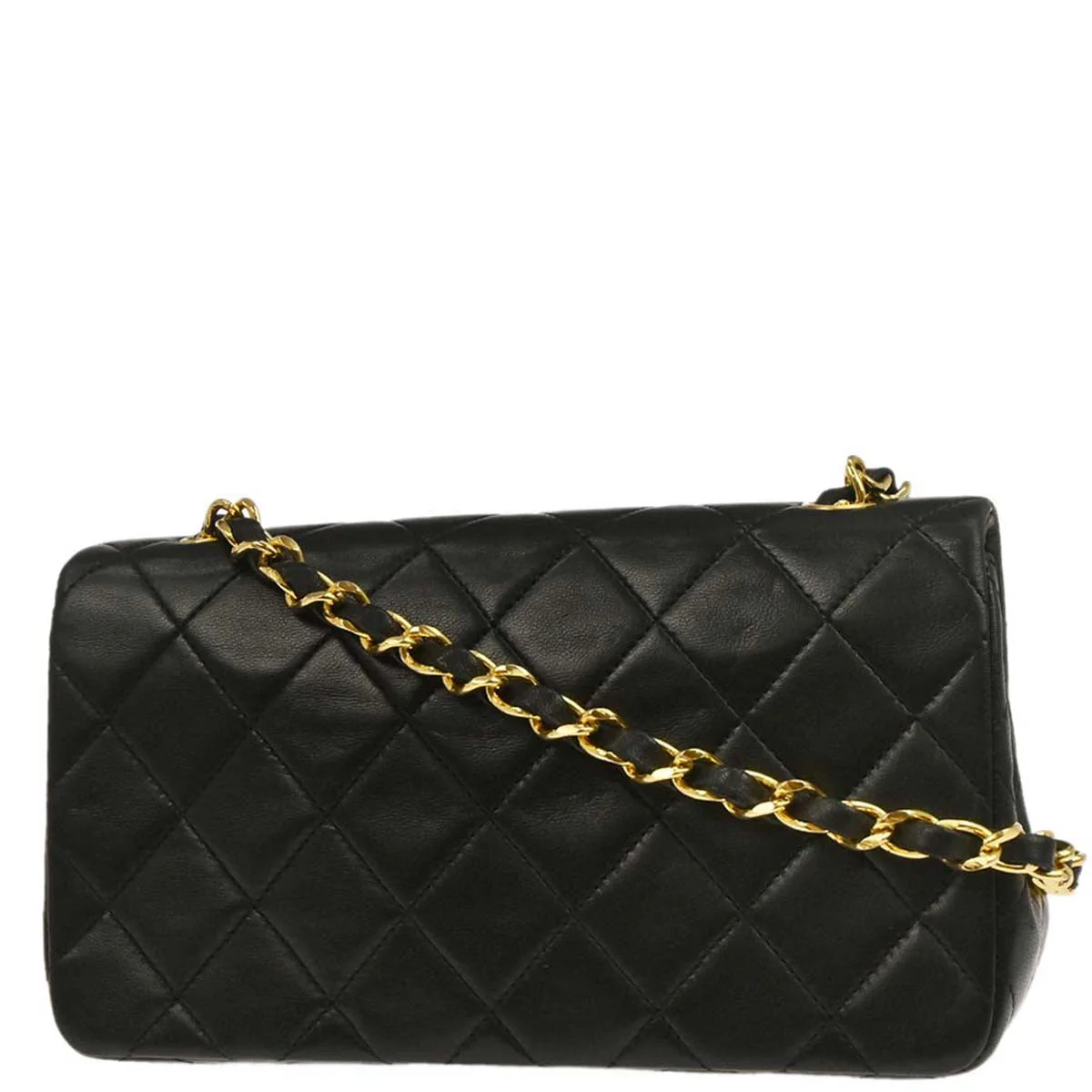 Chanel 1989-1991 Black Lambskin Turnlock Mini Full Flap Shoulder Bag - Image 2