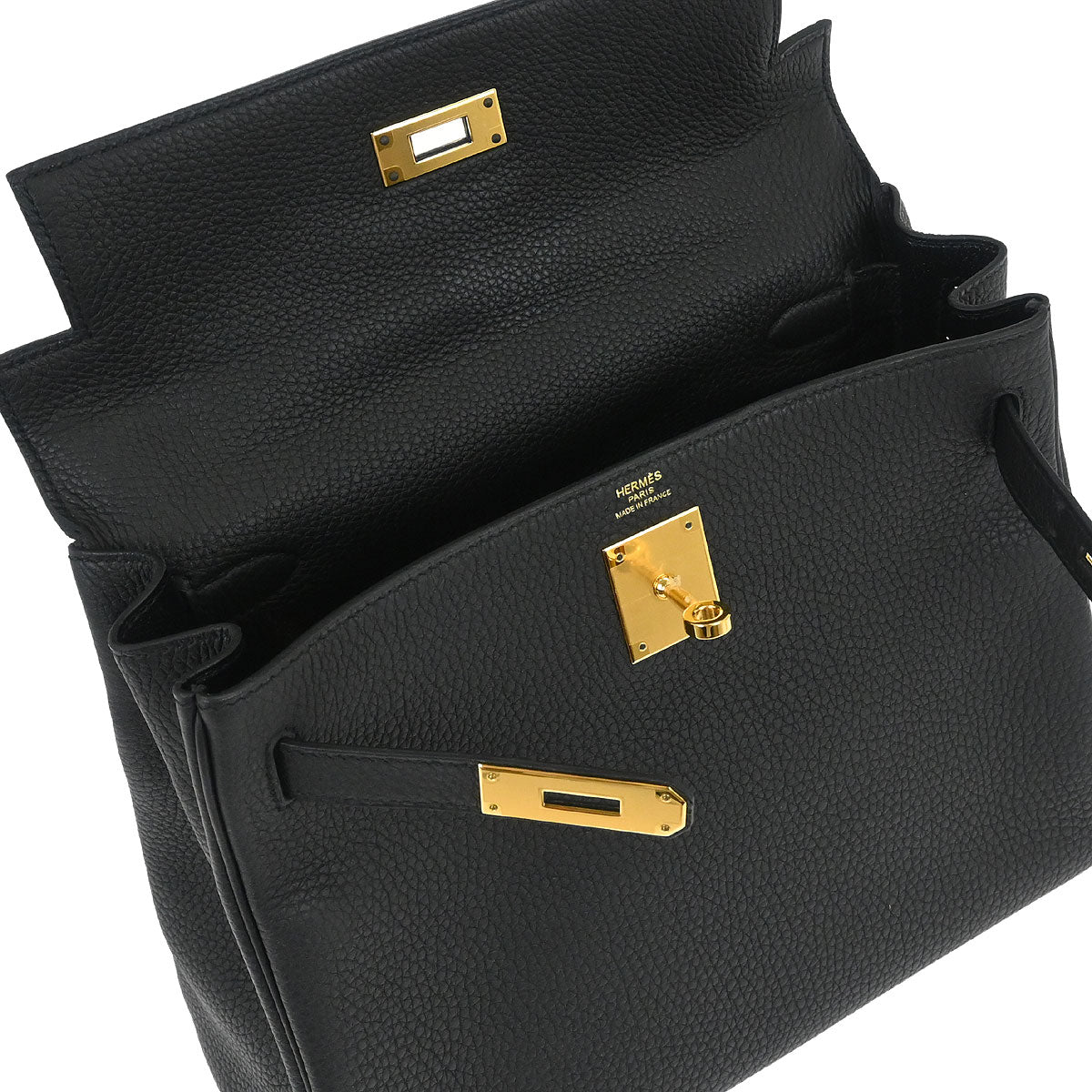 Hermes Black Togo Kelly 28 Retourne 2way Shoulder Handbag - Image 6