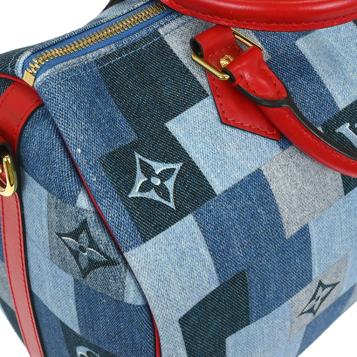Louis Vuitton Denim Square Patchwork Speedy Bandouliere 30 2way Shoulder Handbag M45041 - Image 6