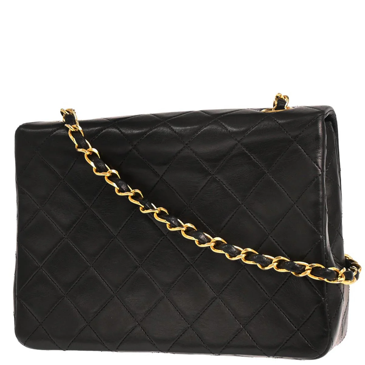 Chanel 1989-1991 Black Lambskin Classic Square Flap Shoulder Bag 20 - Image 2