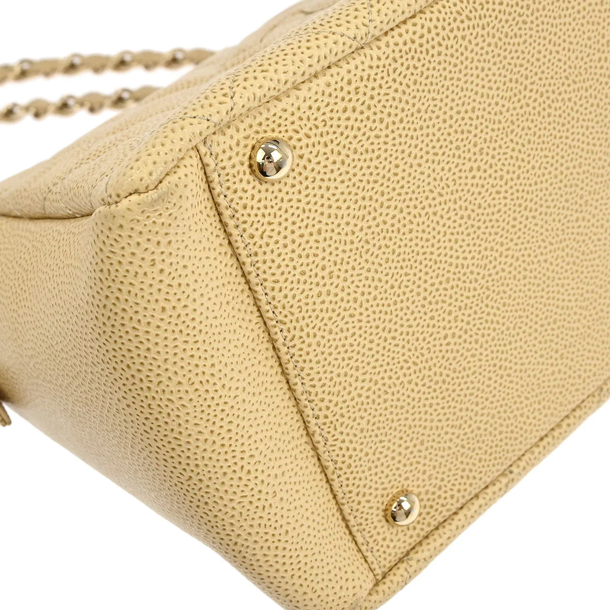 Chanel 2002-2003 Beige Caviar Skin Petite Timeless Tote PTT Chain Handbag - Image 5
