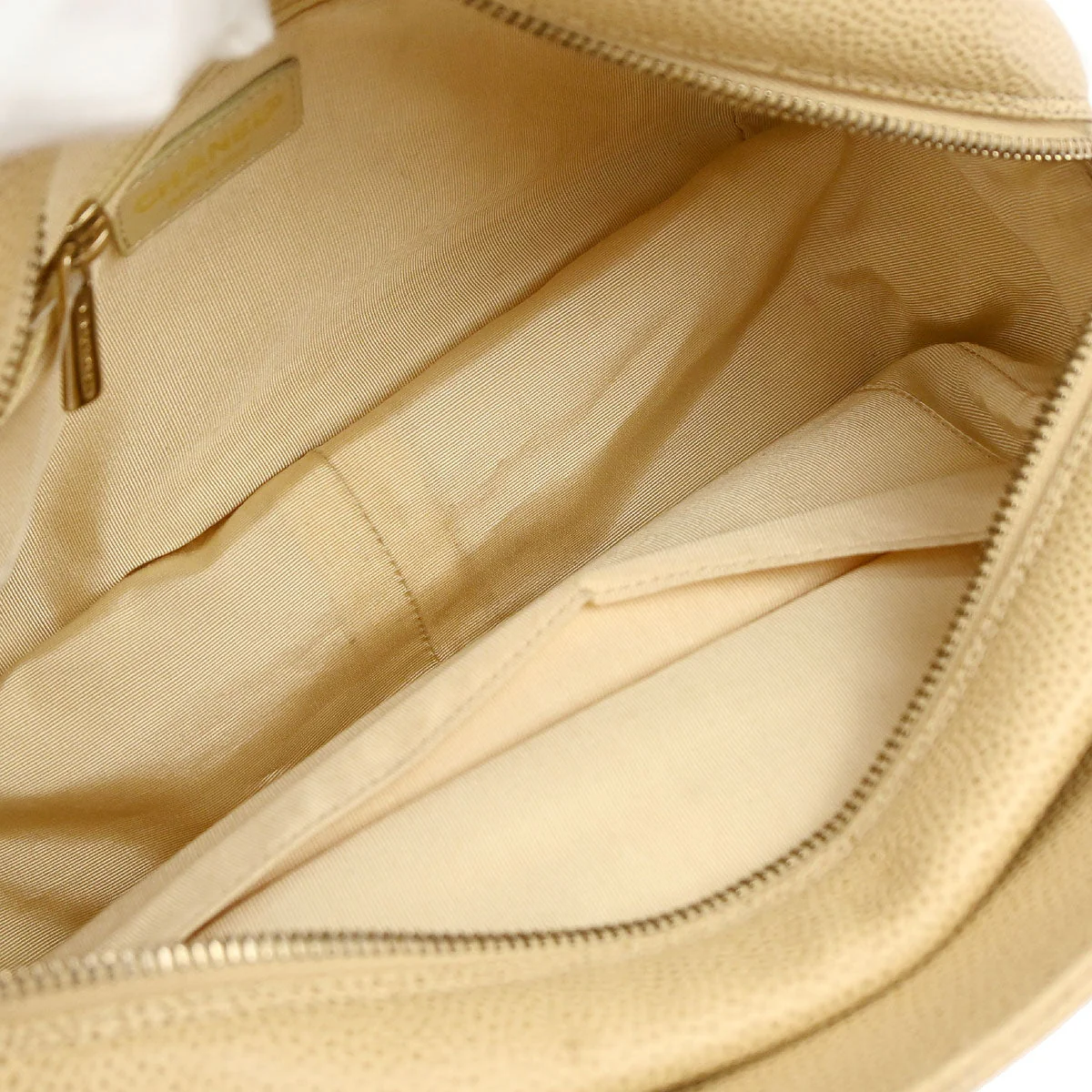 Chanel 2002-2003 Beige Caviar Skin Petite Timeless Tote PTT Chain Handbag - Image 7