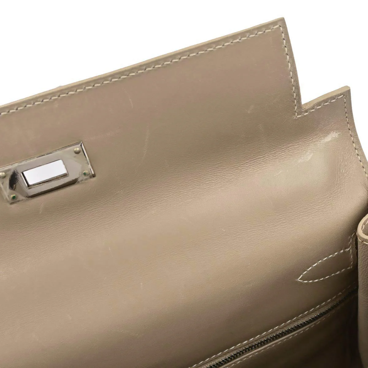 Hermes Gris Tourterelle Box Calf Kelly 28 Retourne 2way Shoulder Handbag - Image 7