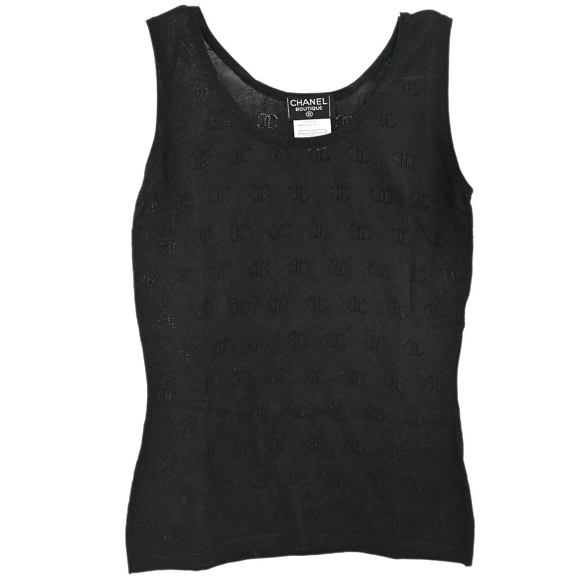 Chanel 1998 Sleeveless Tank Top Black #38