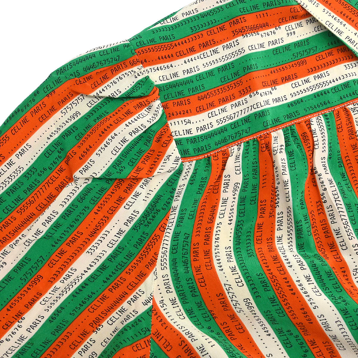 Celine Blouse Shirt Orange Green #40 - Image 4