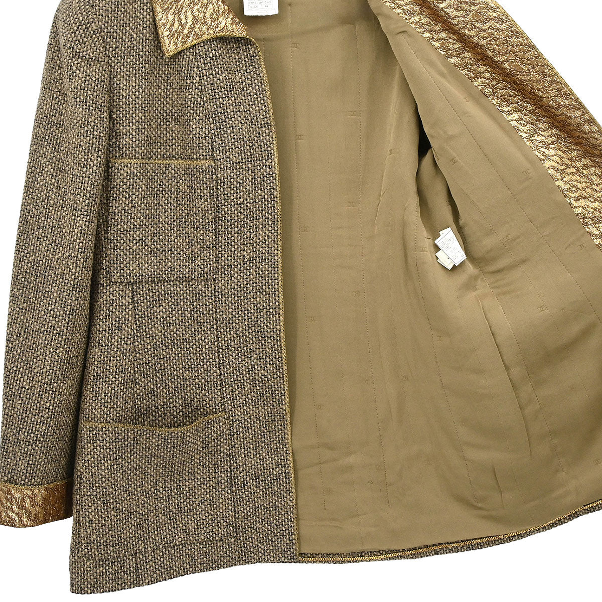 Chanel 1996 Set Tweed Jacket Sleeveless Top Brown Gold #44 - Image 8